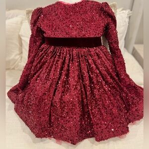 Elegant Red Sequin Kids Formal Dress